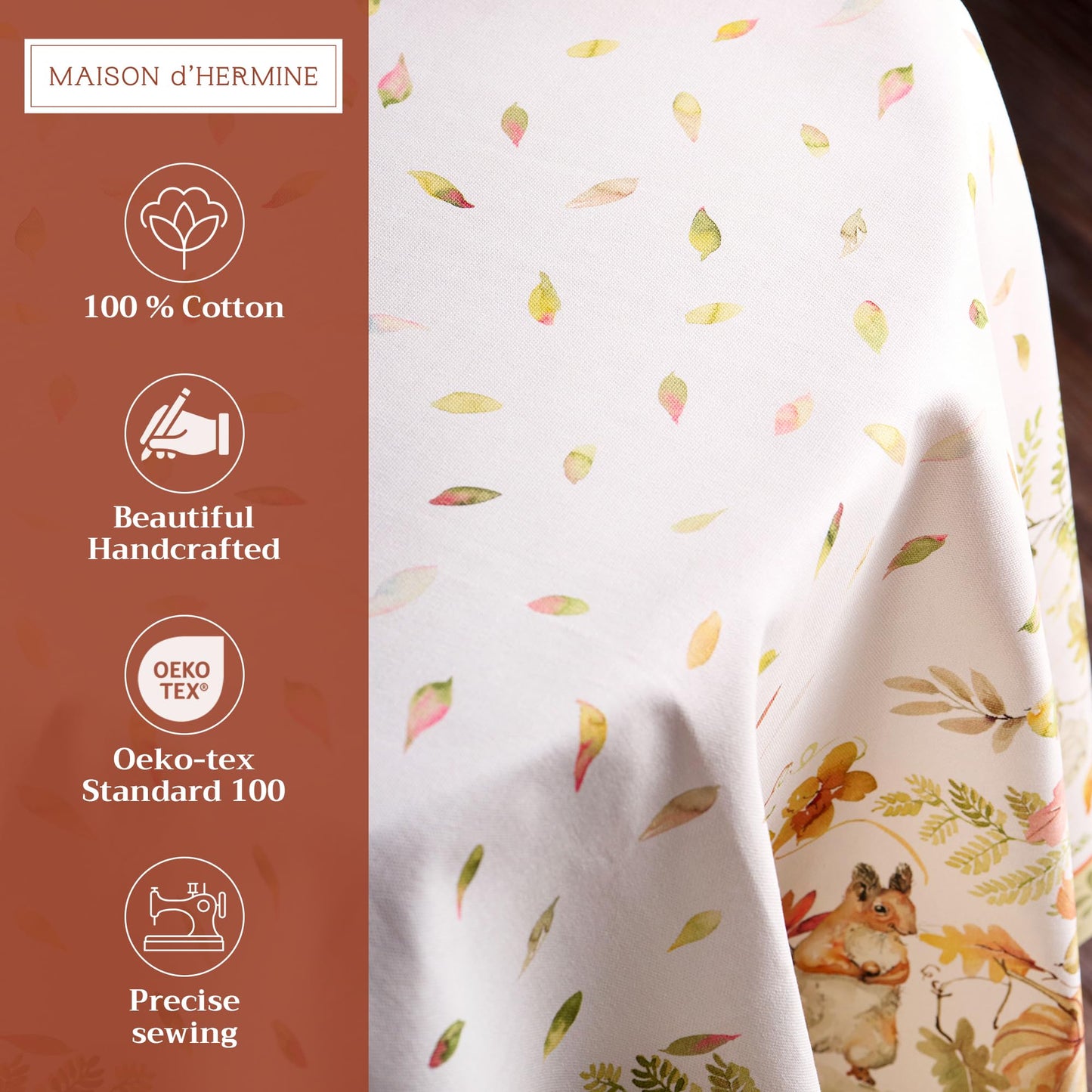 Maison d' Hermine Table Cloth Round Table 100% Cotton 63 Inches Fall Tablecloth Reusable Everyday Use for Thanksgiving Christmas Decorations Dining Farmhouse Party (Pumpkin Passion)