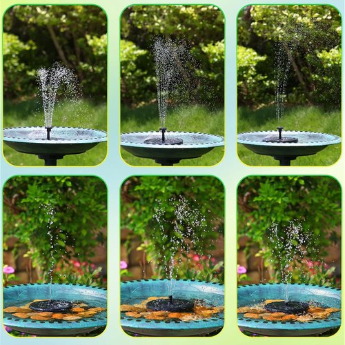 AMZtime Solar Water Fountain - Upgraded Floating Bird Bath Fountain with 6 Nozzles | Outdoor Garden & Pond Decor