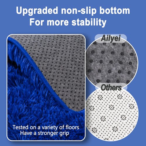Ailyei Shag Living Room Rug 5x7 Royal Blue, Ultra Soft Luxury Shaggy Rugs for Bedroom Nursery, Modern Fluffy Plush Carpet Boys Girls Kids Room Dorm Indoor Home Decor, Upgrade Non-Slip