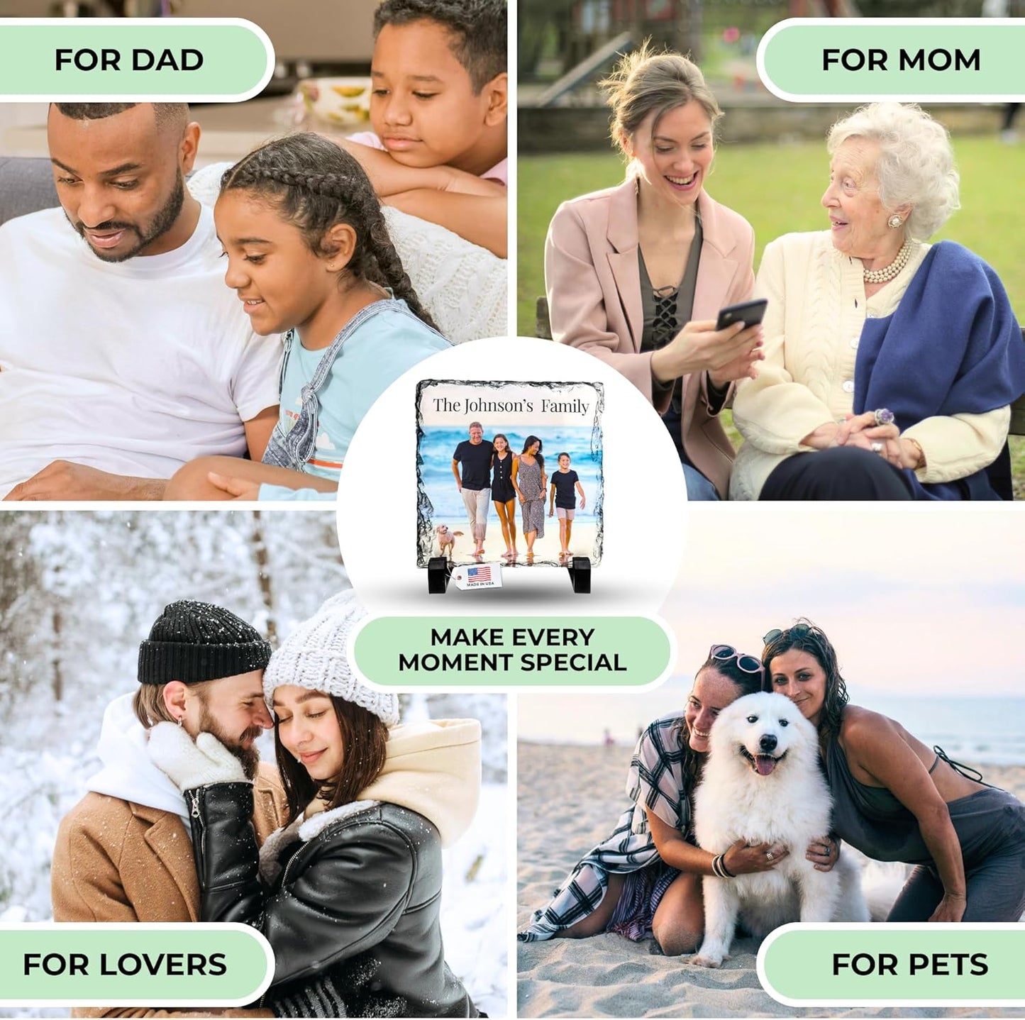 Skiennix Personalized Photo Rock Slate Frame - Custom Stone Plaque for Memorable Gifts | Perfect for Weddings, Birthdays, and Memorials