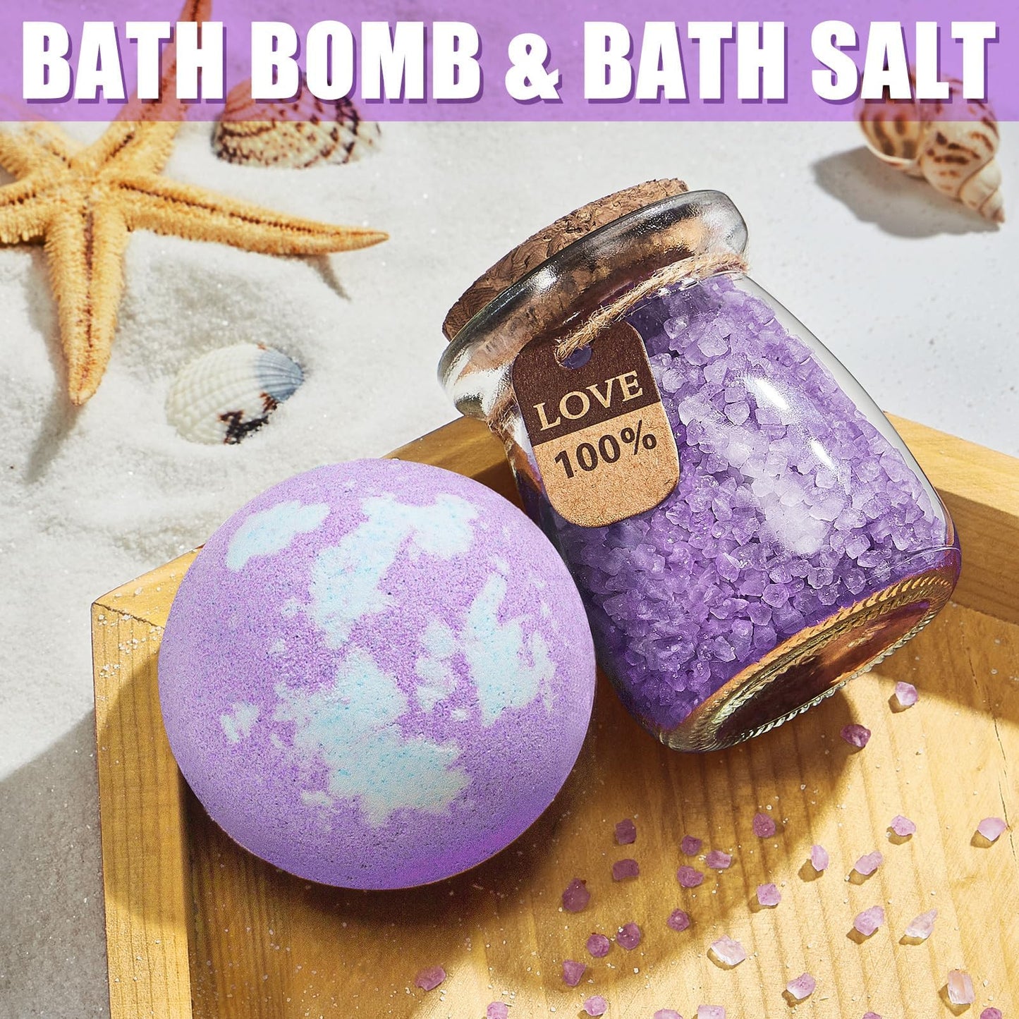 Birthday Gifts for Women Friendship, Lavender Relaxing Spa Gifts Basket for Women, Self Care Thank You Gift Bath Set Mothers Day Gifts for Mom Her Friends Wife Sister Coworker Nurse Teacher