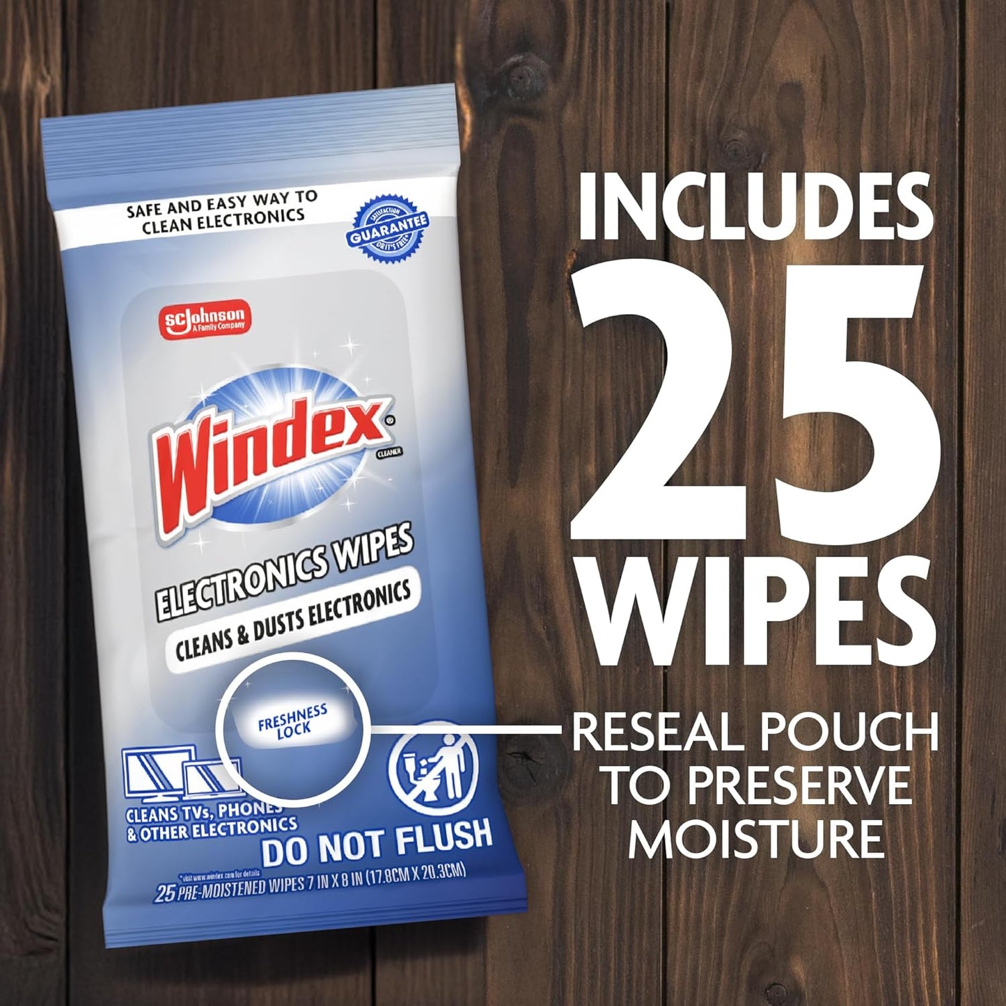 Windex Electronic Cleaning Wipes - Pre-Moistened Screen Wipes for TVs & Phones | 25 Count (Pack of 3)