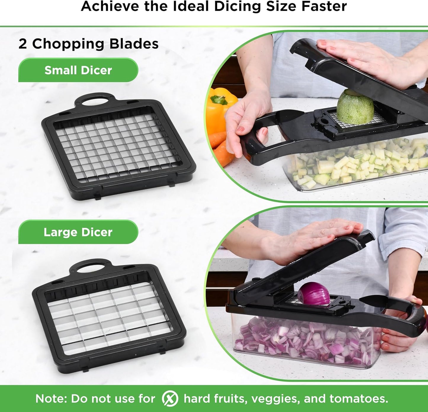 PrepNaturals Vegetable Chopper - 8-in-1 Food & Onion Chopper with Container | Versatile Mandoline Slicer in Black