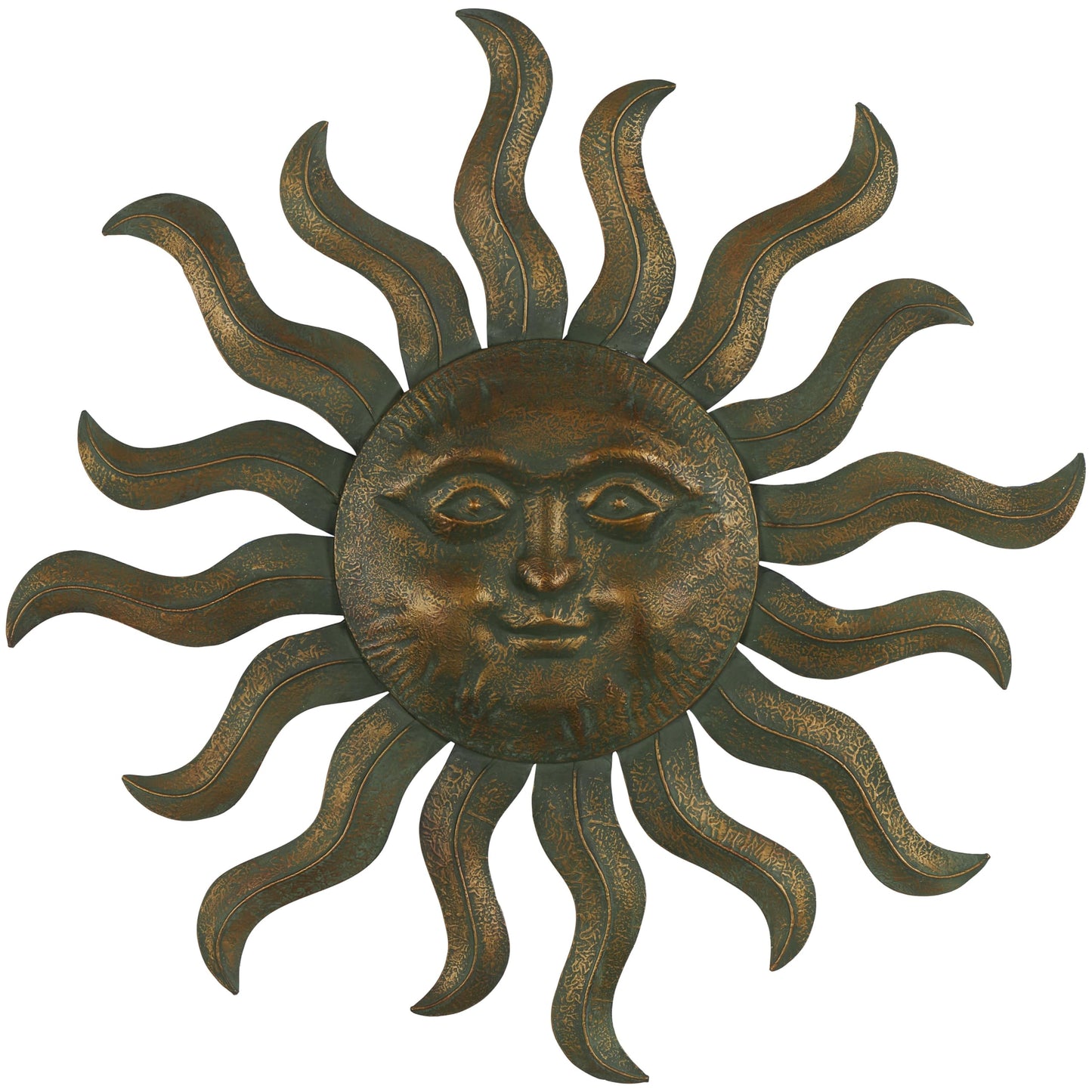 Deco 79 Metal Sun Home Wall Decor Wall Sculpture with Smiling Face and Curved Rays, Wall Art 33" x 1" x 33", Copper