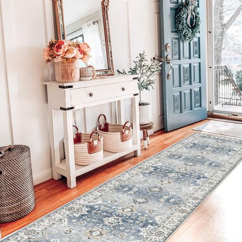 HY HAO YUN LAI Non-Slip Kitchen Runner Rug - Ultra Soft & Washable, Grey, 2' x 12' for Farmhouse Accents