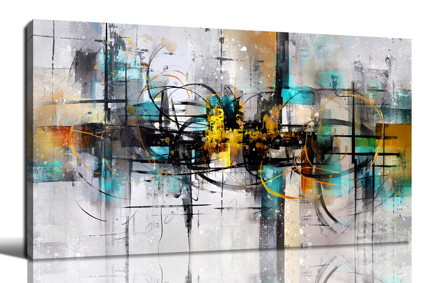 SIXTTART Abstract Wall Art for Living Room - Black and White Canvas Wall Art for Bedroom Ready to Hang Size 20" x 40"