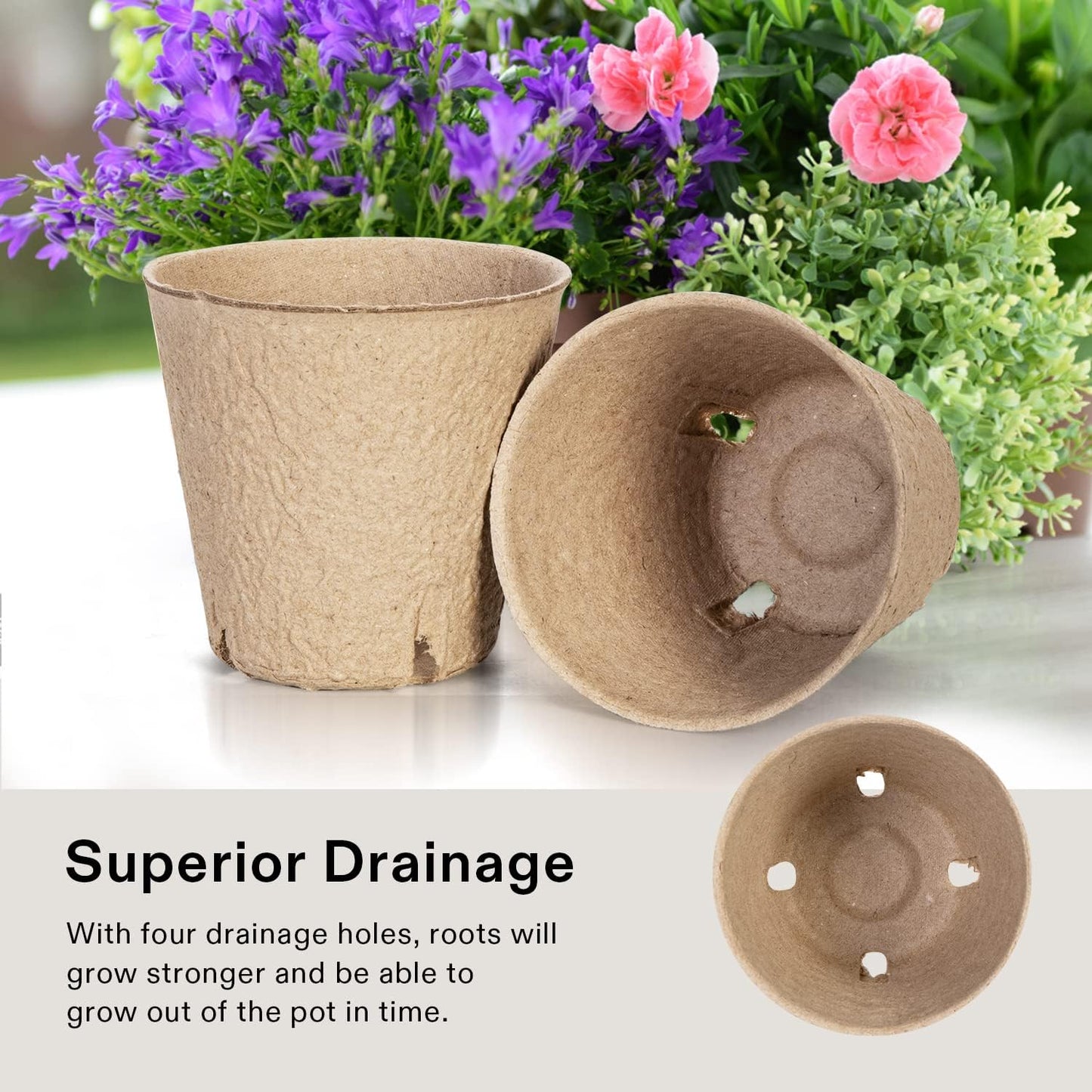 VIVOSUN 3.15-Inch Peat Pots - 30 Pack Seed Starting Pots with Drainage Holes & 20 Plant Labels