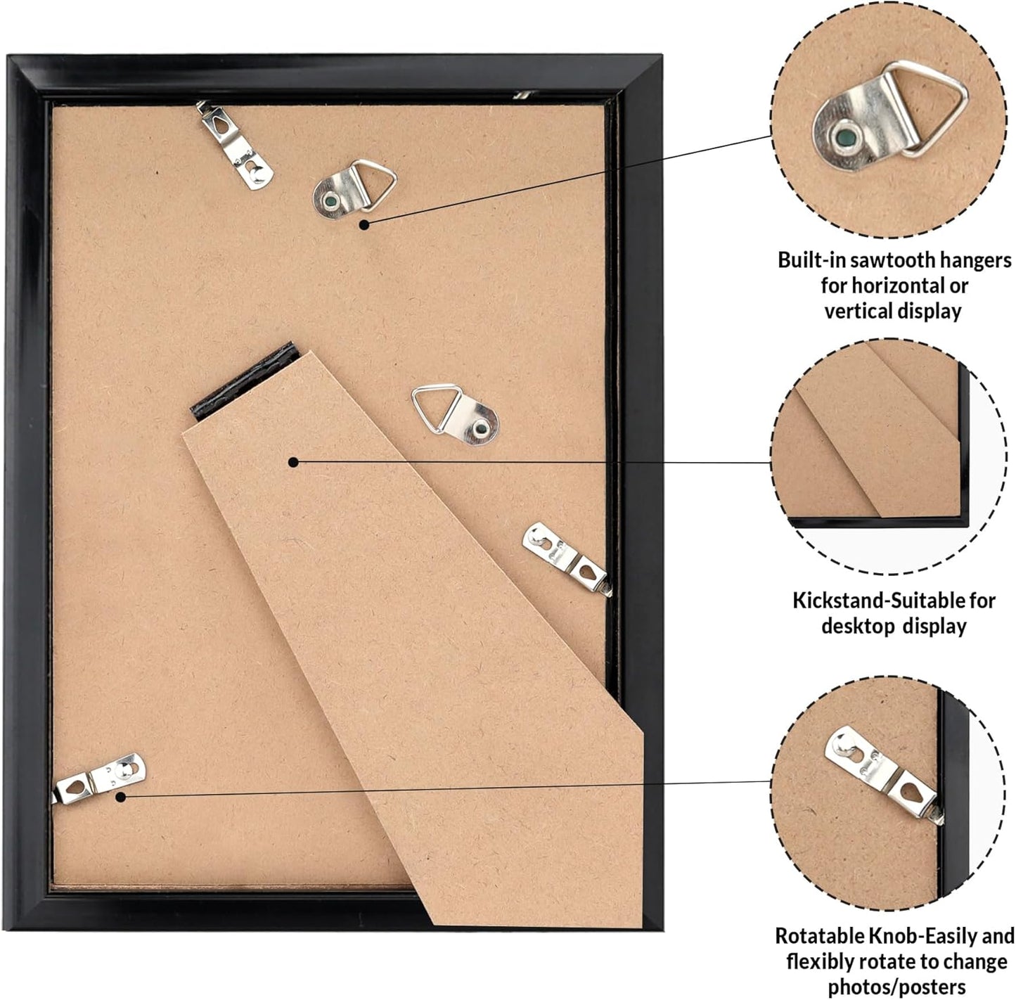 LaVie Home 3.5x5 Picture Frame - Classic Black Frame with HD Plexiglas for Wall Display | Vertical/Horizontal Use