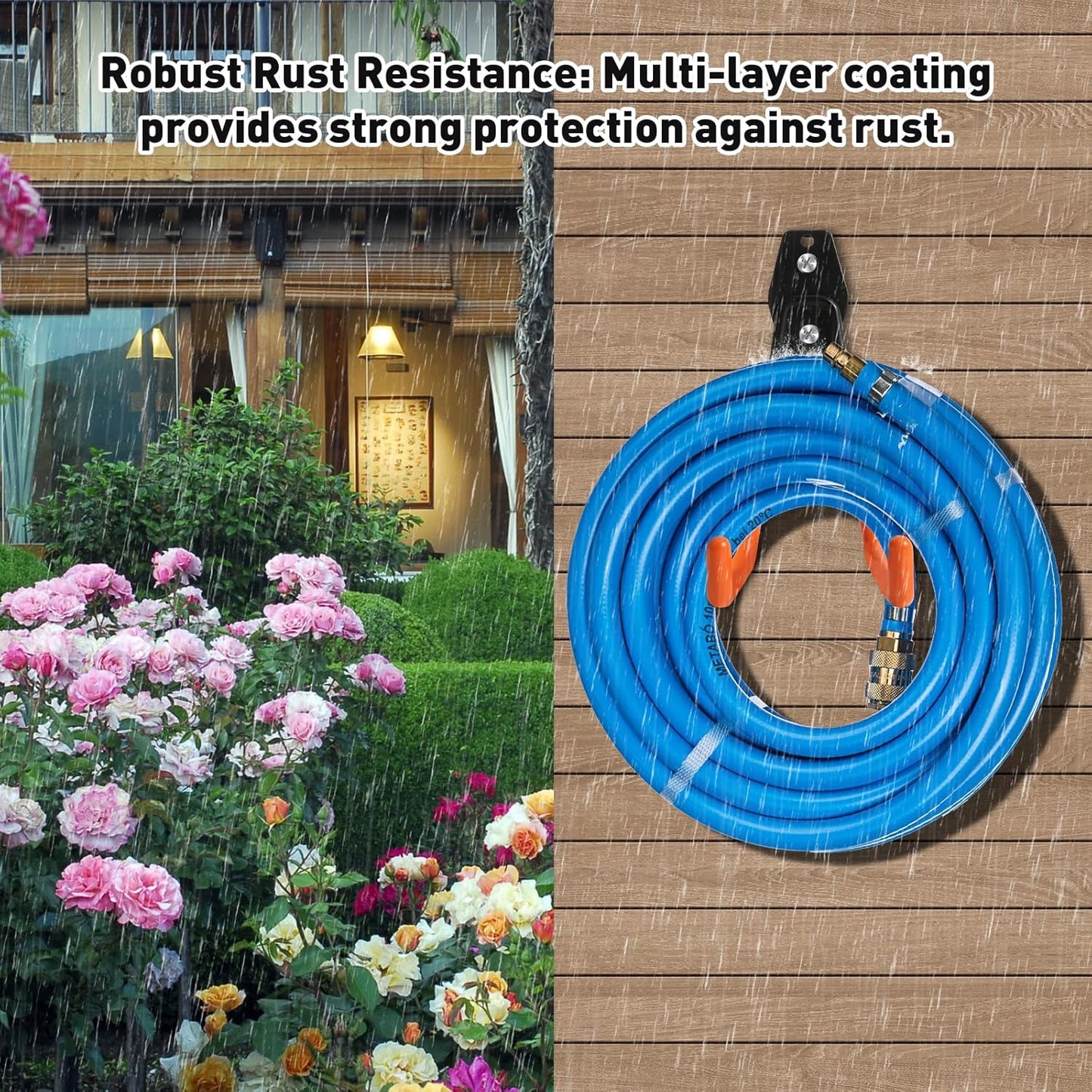KURUI Heavy Duty Wall Hook - Versatile Tool & Garden Hose Holder | 2 Pack Metal Storage Hangers