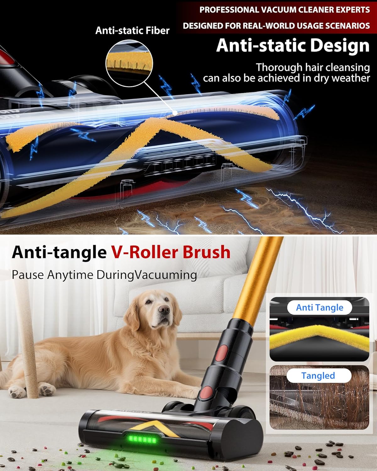 Skiennix Cordless Vacuum Cleaner - 75 Mins Runtime, 55KPa Suction Power, Lightweight & Rechargeable | Ideal for Hard Floors & Carpets