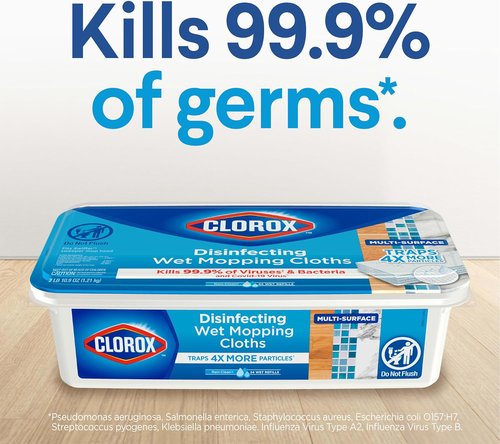 Clorox Disinfecting Wet Mop Pad - Multi-Surface Floor Wipes | 2 Packs of 24 Disposable Refills