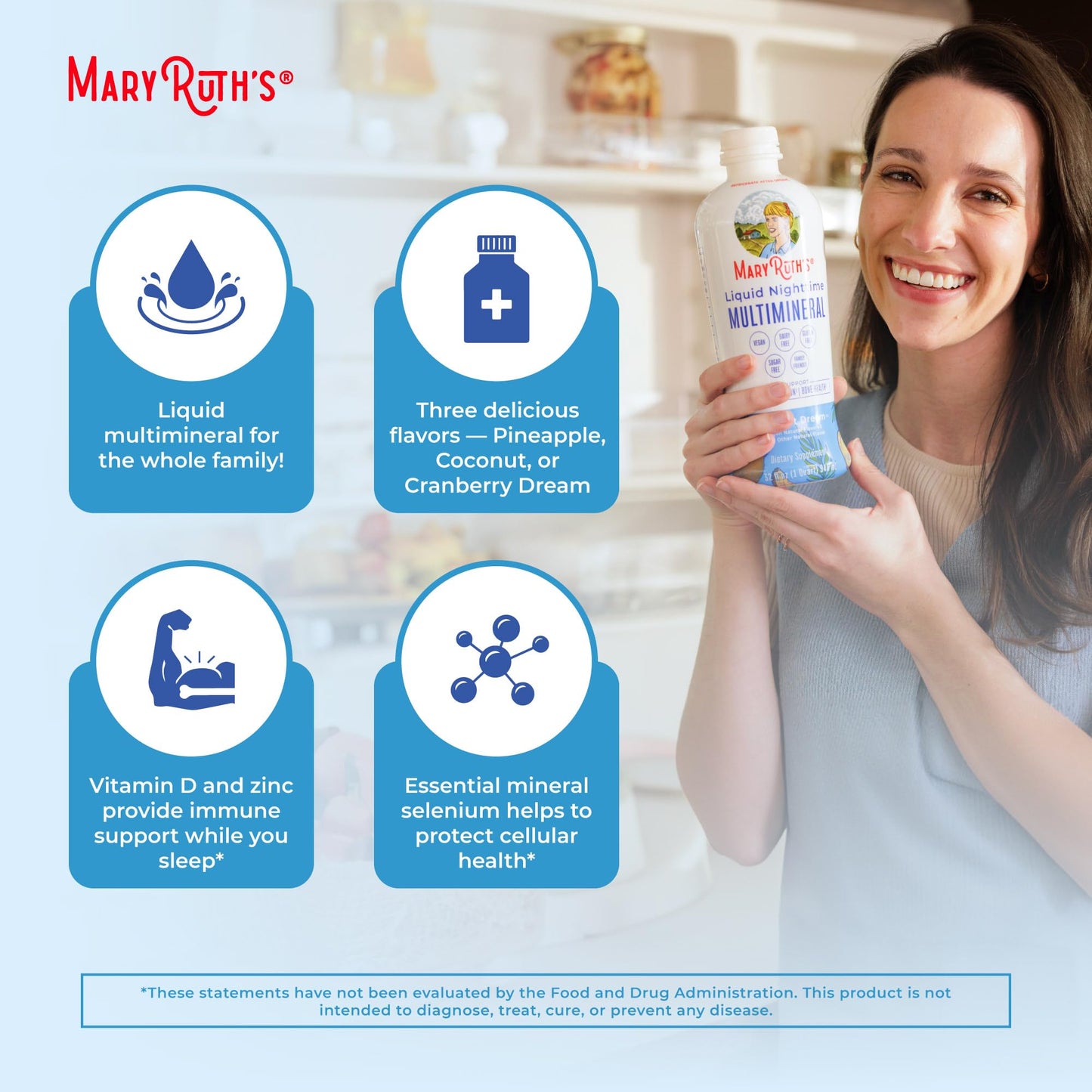 MaryRuth's Liquid Nighttime Multimineral | No Melatonin | Bedtime Routine | Magnesium Citrate | Calcium | Zinc | Vitamin D3| Available in 4 Flavor - Vegan | Sugar Free | Gluten Free | 32 Oz