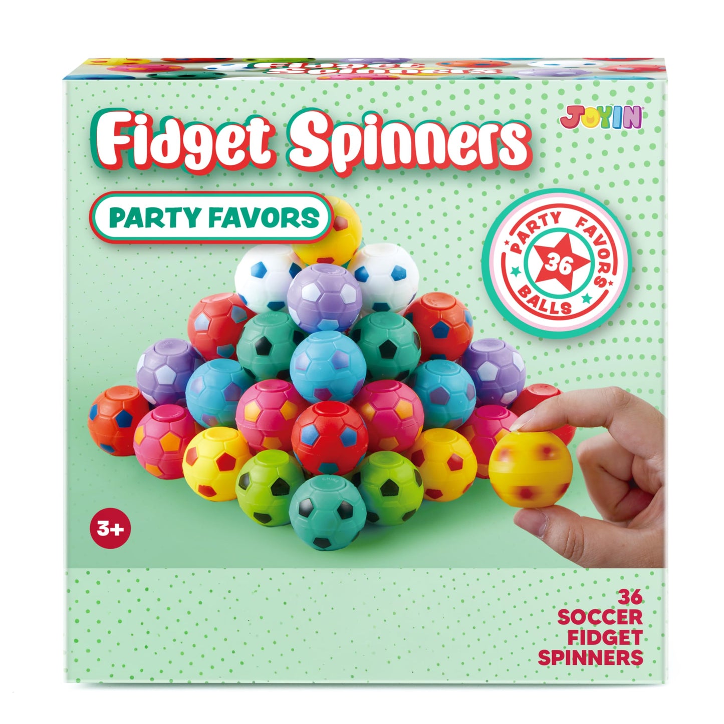 JOYIN 36 Pack Soccer Fidget Spinners for Kids, Goodie Bag Stuffers for Birthday Party, Soccer Party Favors, Fidget Toys Bulk, Stress Balls, Treasure Box for Classroom