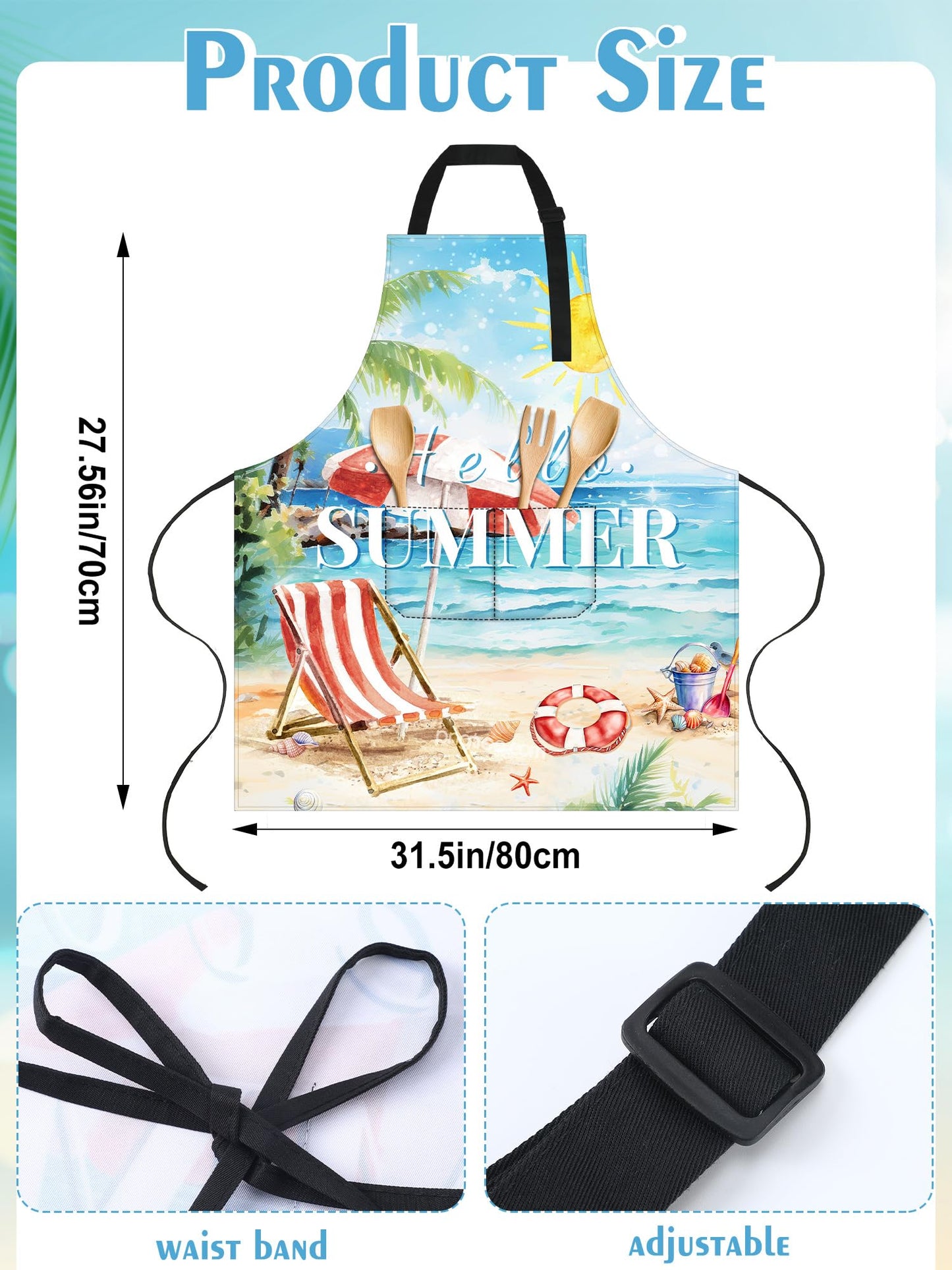 Bencailor 6 Pcs Summer Kitchen Aprons with Pockets Flower Rooster Bee Butterfly Sunflower Summer Aprons Bulk for Women