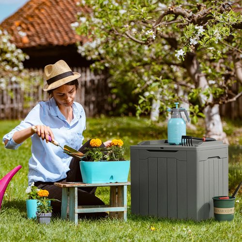 Flamaker 31 Gallon Waterproof Deck Box - Durable Resin Storage for Outdoor Cushions & Garden Tools | Grey