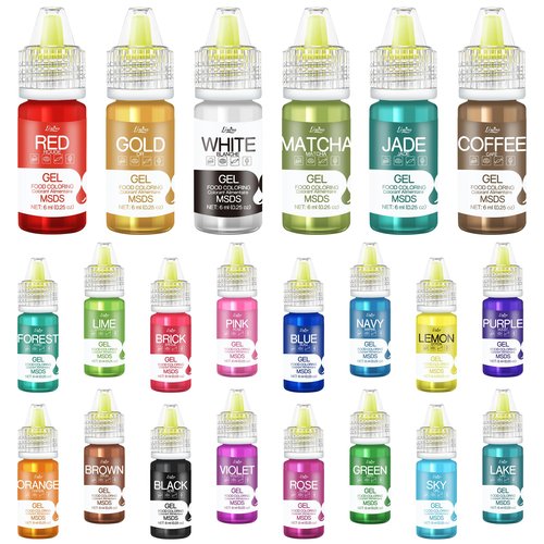 Gel Food Coloring - 22 Vivid Colors Gel Food Coloring Set for Baking, Cake Decorating, Cookie, Fondant, Macaron - Tasteless Concentrated Edible Food Color Dye for Icing, Drinks, Crafts - 6ml Bottles