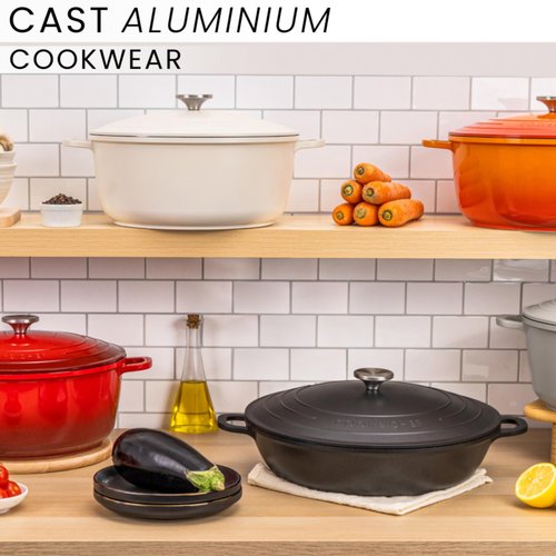 Dutch Oven Pot with Lid – Non Stick Dutch Oven for Bread Baking – Cast Aluminum Cooking Pot – Oven Safe Stock Pot – 6.8-Quart, 11 Inch, Cream – by Nuovva