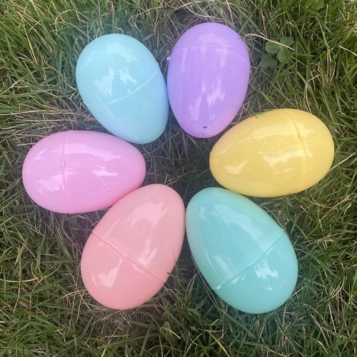 Benilax 24 Jumbo Fillable Pastel Plastic Easter Egg Bulk Hunt Party Supply Pack - 3.15 inch Assorted Color Plastic Eggs