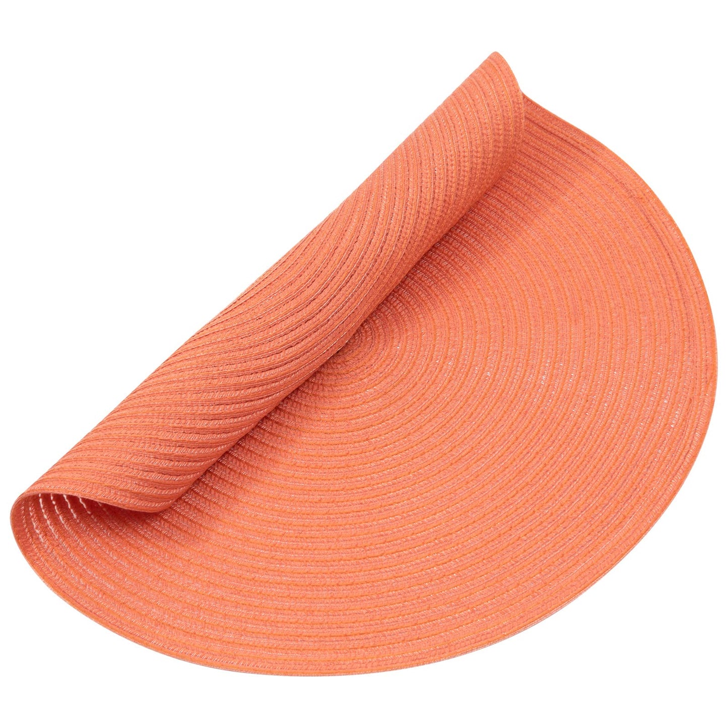 SHACOS Round Braided Placemats Set of 6 Washable Cotton Polyester Round Placemats for Kitchen Table 15 inch Round Table Mats (Coral, 6)