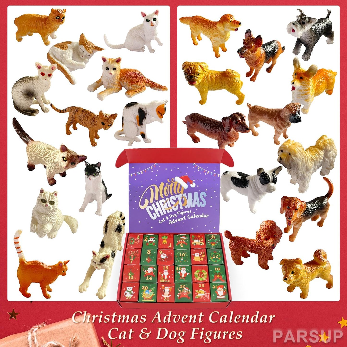 Skiennix Christmas Advent Calendar - 24 Animal Figurines for Kids & Adults | Holiday Countdown Decor