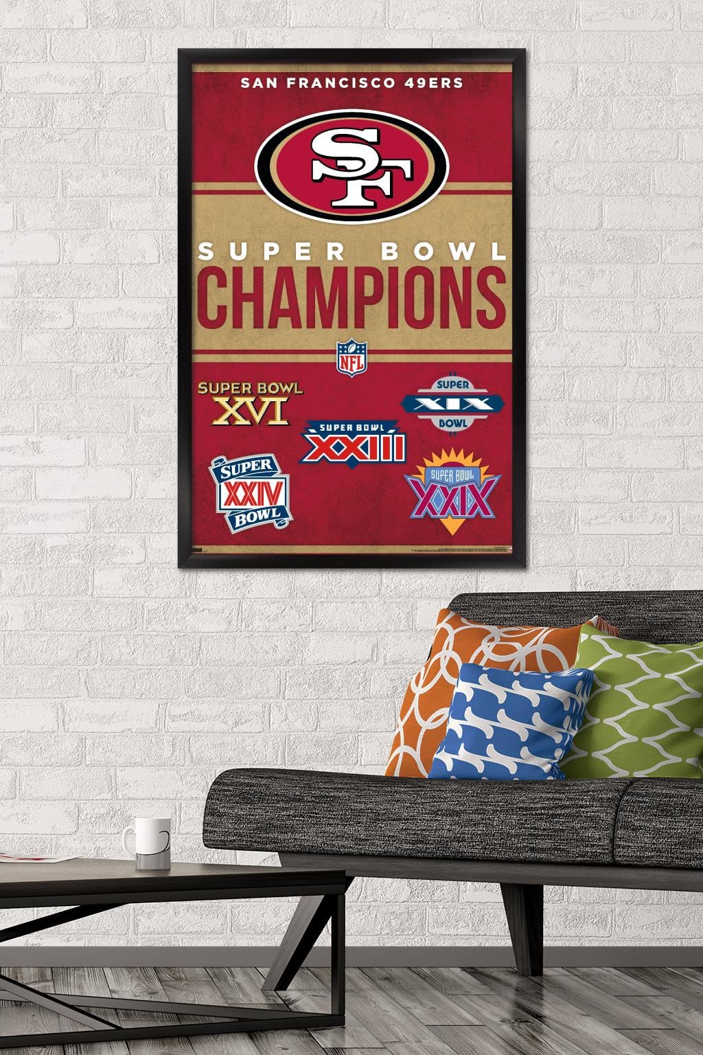 NFL San Francisco 49ers - Champions 23 Wall Poster, 34L" x 22.4W", Black Framed Version
