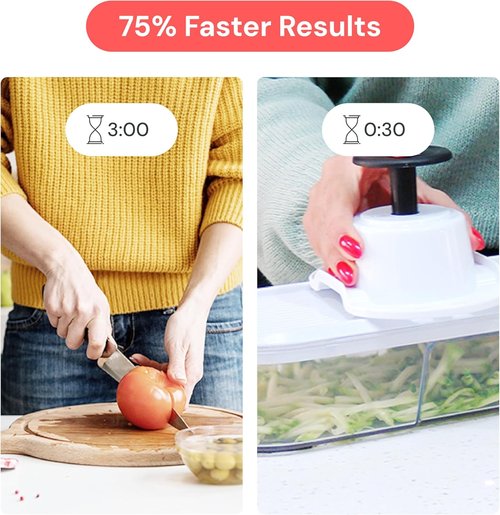 Fullstar Mandoline Slicer - 6-in-1 Vegetable Chopper & Cutter with Container | Black Kitchen Gadget Essentials