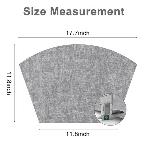 Homaxy Round Table Placemats Set of 6, Washable Wedge Shaped Faux Leather Table Mats, Wipeable Kitchen Dinner Place Mats for Indoor Outdoor, Light Grey