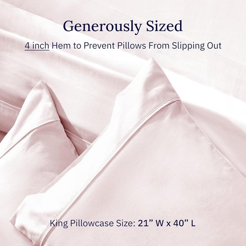 California Design Den King Size Pillowcase Set - 400 Thread Count 100% Cotton Sateen, Soft & Breathable | Pink