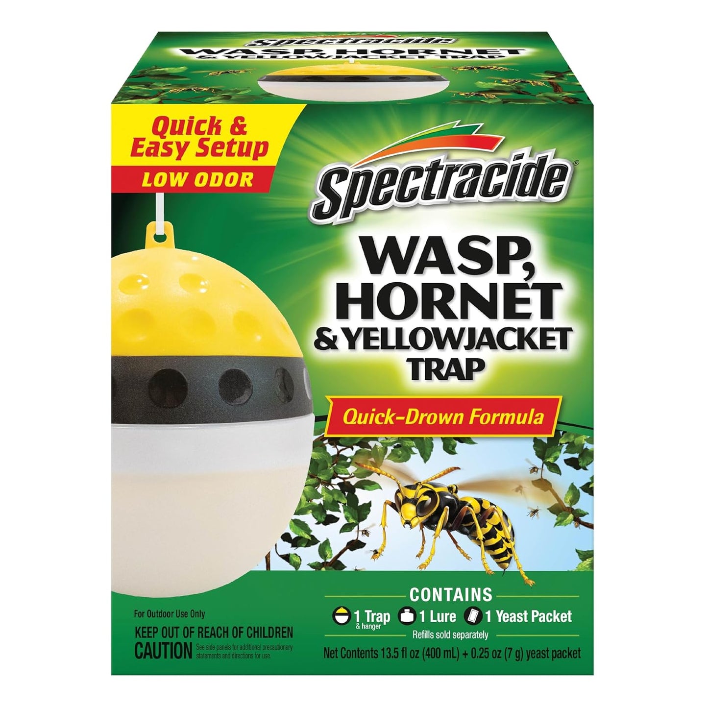 Spectracide Wasp & Hornet Trap - Quick-Drown Formula for Effective Insect Control | 1 Count