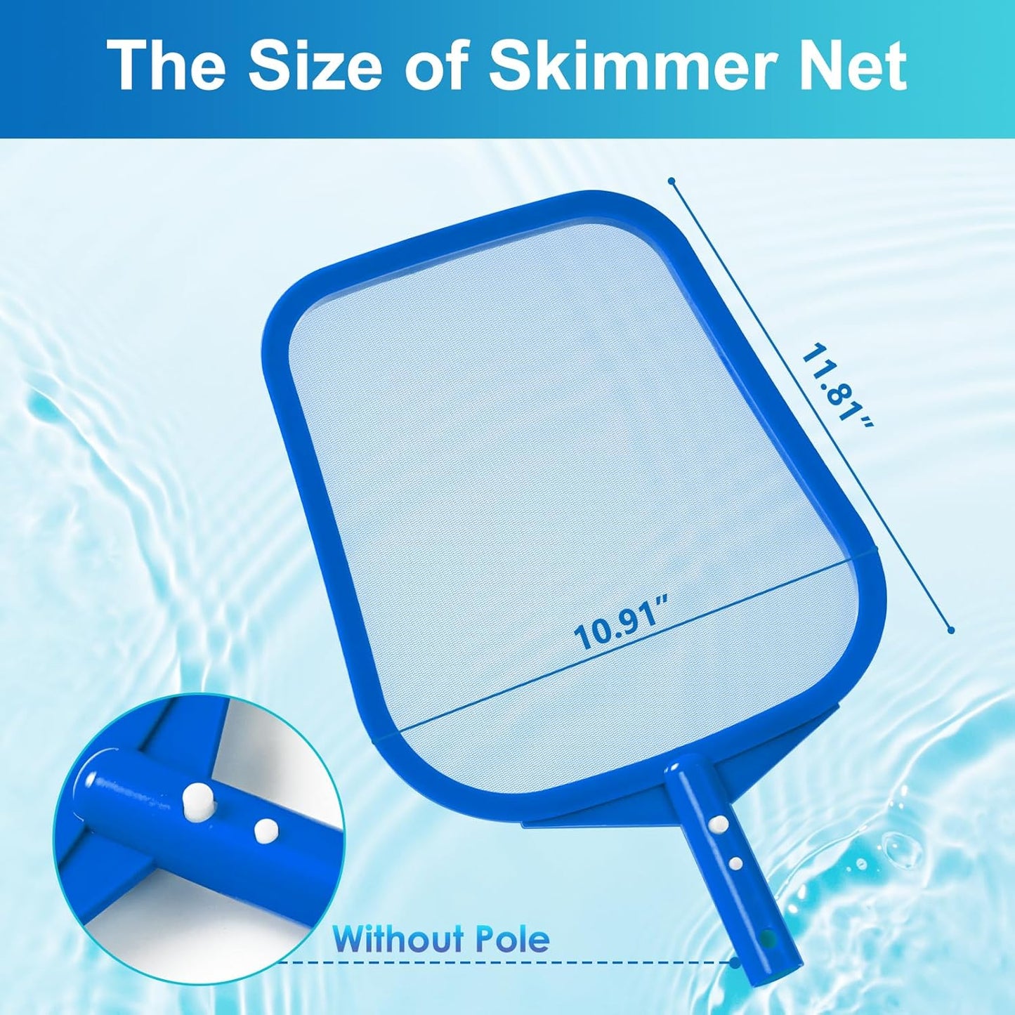 Pool Skimmer | Fine Mesh Net for Efficient Cleaning - Reinforced Frame for Hot Tubs