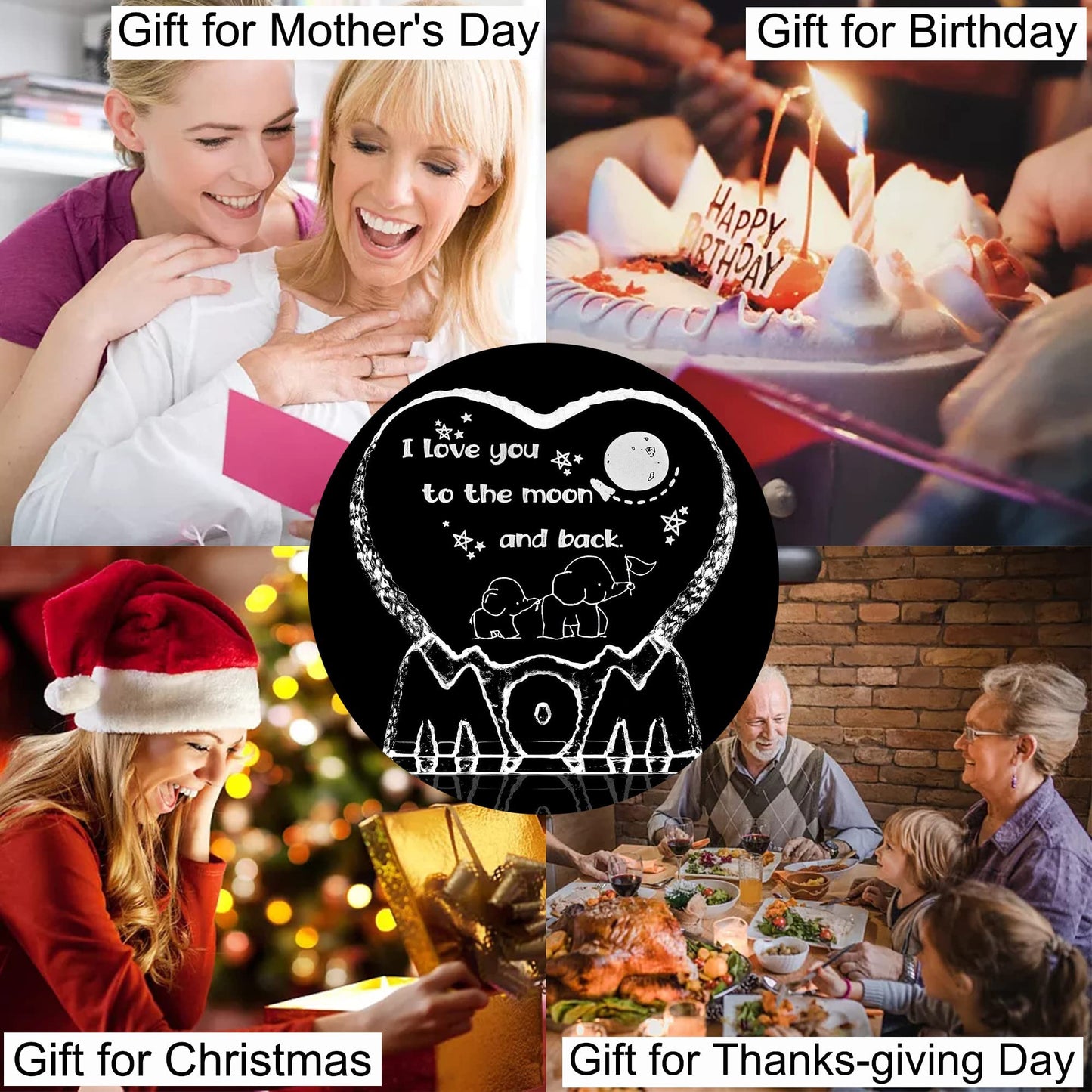 ZHSHWAT Gifts for Mom, Gifts for Mom from Daughter/Son, I Love You to The Moon and Back, Mom Crystal Gifts from Son Daughter for Birthday Christmas Day