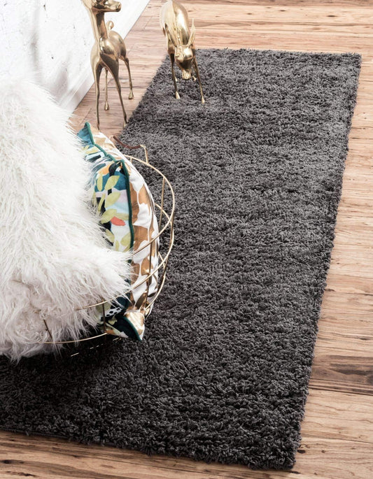 Unique Loom Solid Shag Collection Area Rug (2' 7" x 10' Runner, Graphite Gray)