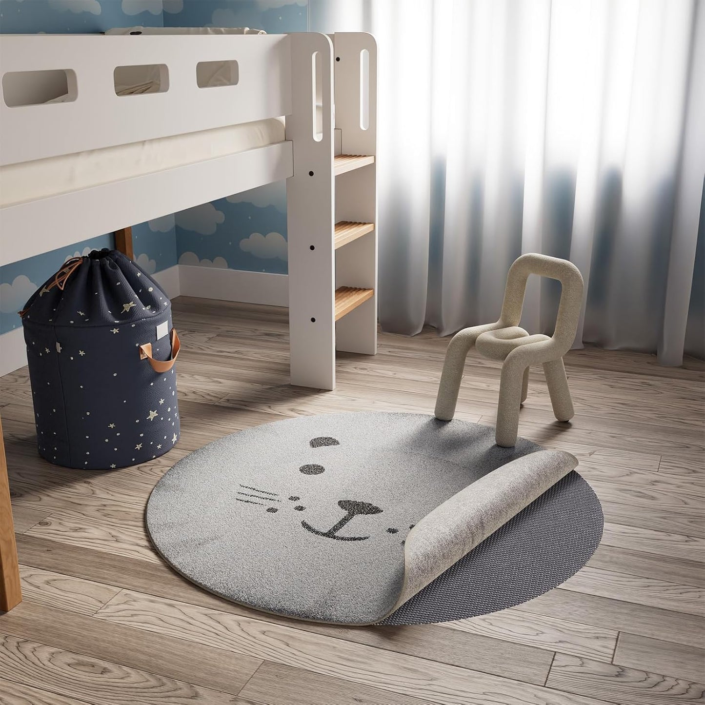 Veken 4 Ft Round Rug Pad - Non-Slip Gripper for Hardwood & Tile Floors | Thick Dark Grey Anti-Skid Mat