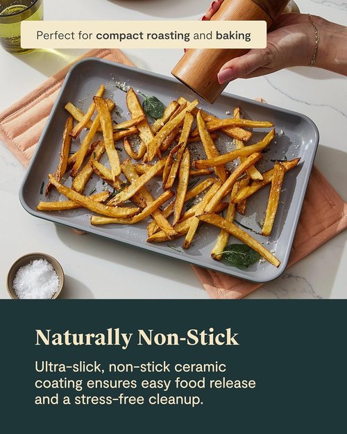 Caraway Nonstick Ceramic Baking Sheet - Non-Toxic, Oven Safe, 9x13” Mini Sheet Pan - Sage Color
