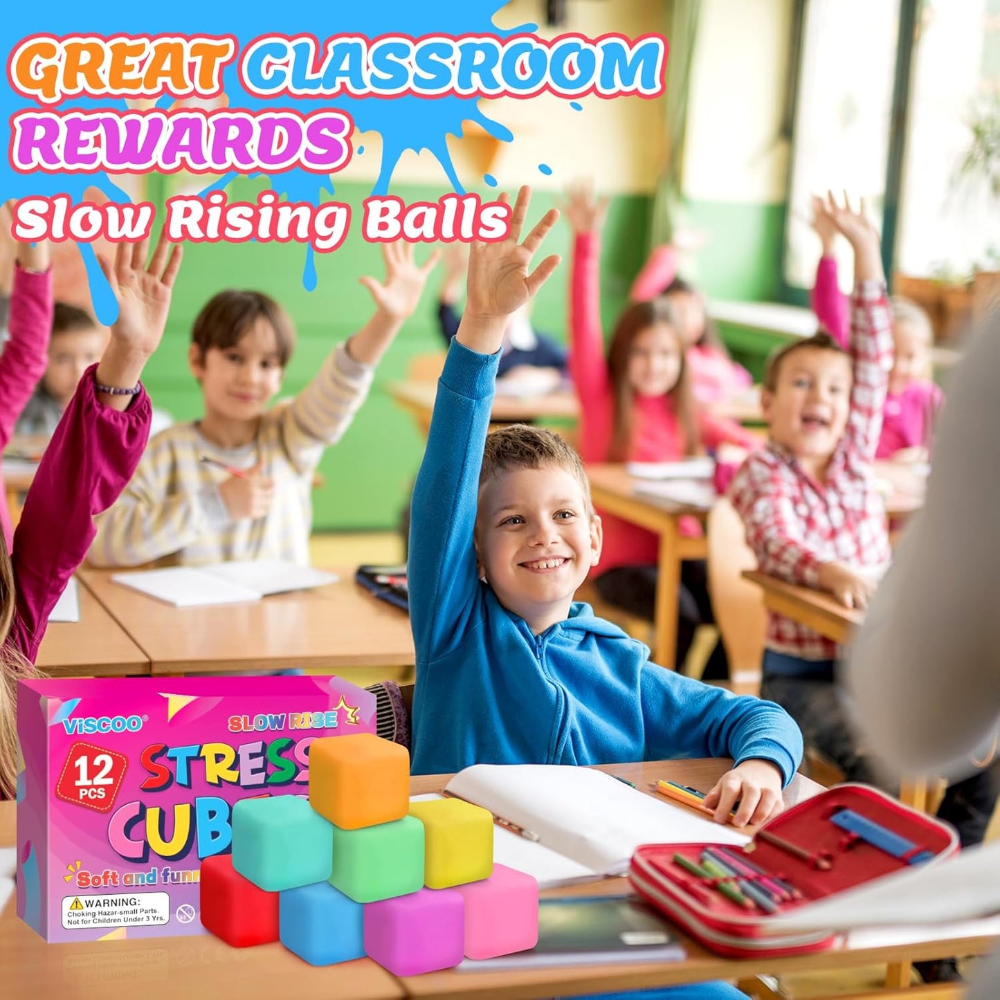 Skiennix 12 Pack Stress Cubes - Slow Rising Squishy Fidget Toys for Anxiety Relief | Soft & Stretchable