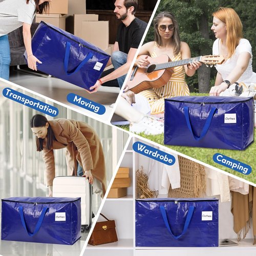 Heavy-Duty Moving Bags by [Brand Name] - 6-Pack Extra-Large, Waterproof with Reinforced Handles (Blue) | Ideal for Storage & Travel