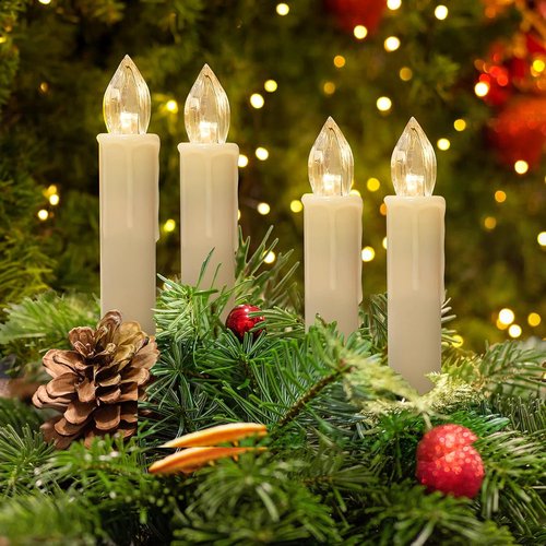 Daord Flameless LED Taper Candles - 30 PCS Battery Operated with Remote Timer | Ivory for Holiday Decor
