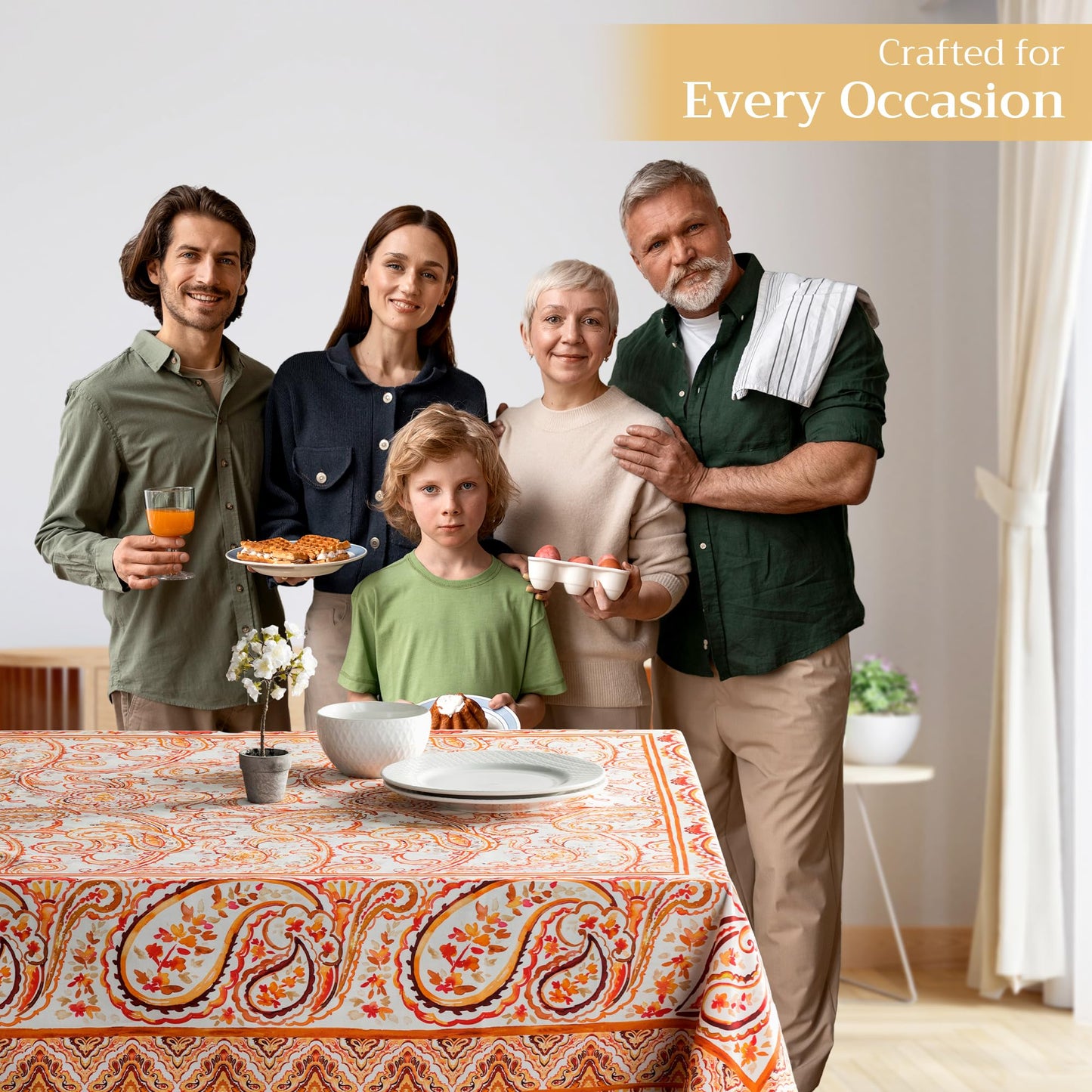 Maison d' Hermine Table Cloth Square Table 100% Cotton 54 x 54 Inches Fall Tablecloth Reusable Everyday Use for Thanksgiving Christmas Decorations Dining Farmhouse Party (Palatial Paisley)