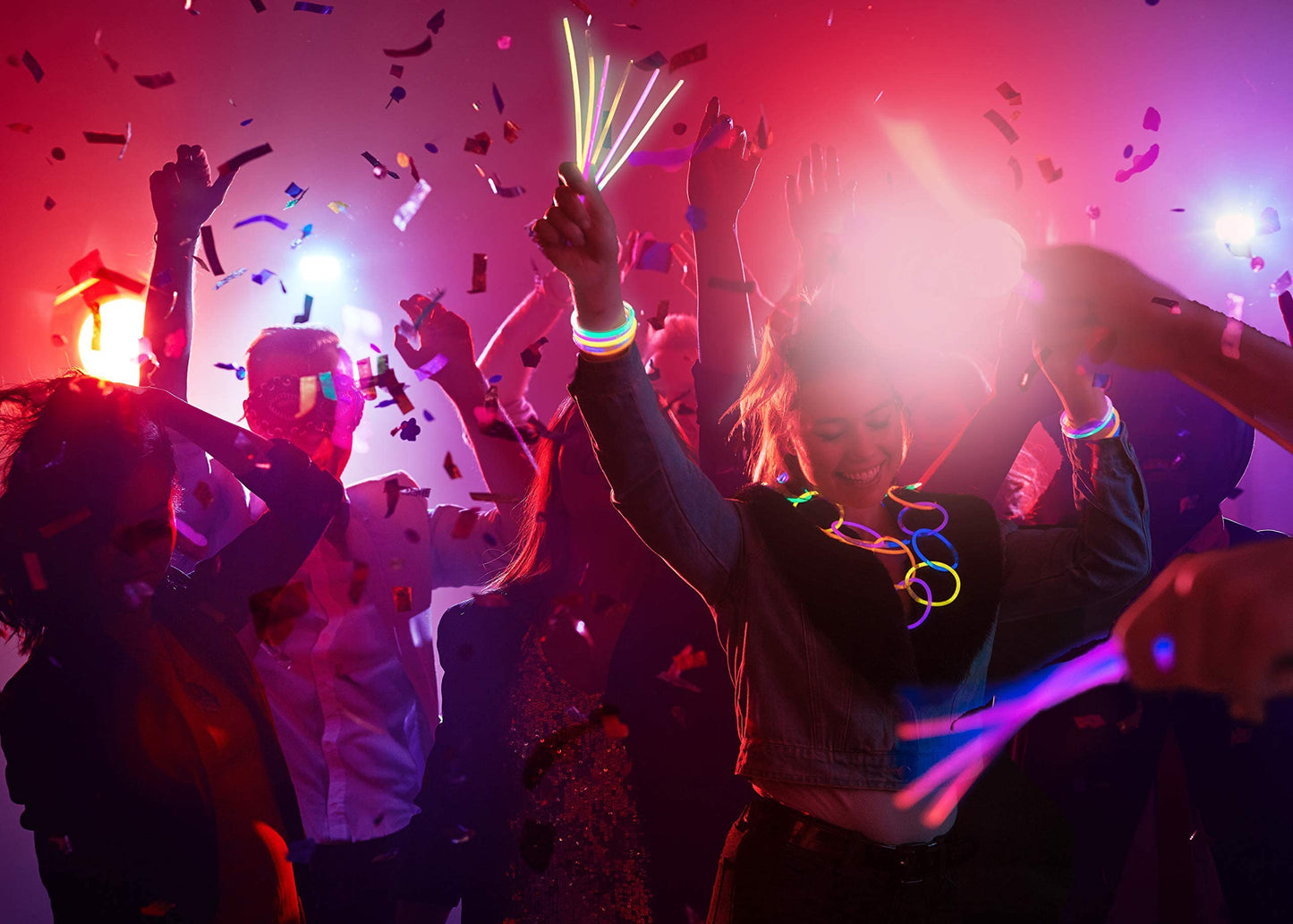 Play22 300 Pc 8” Ultra Bright Glow Sticks Bulk Party Pack - Halloween Glow in The Dark Party Favors - Glowsticks Party Supplies Pack Necklaces and Bracelets