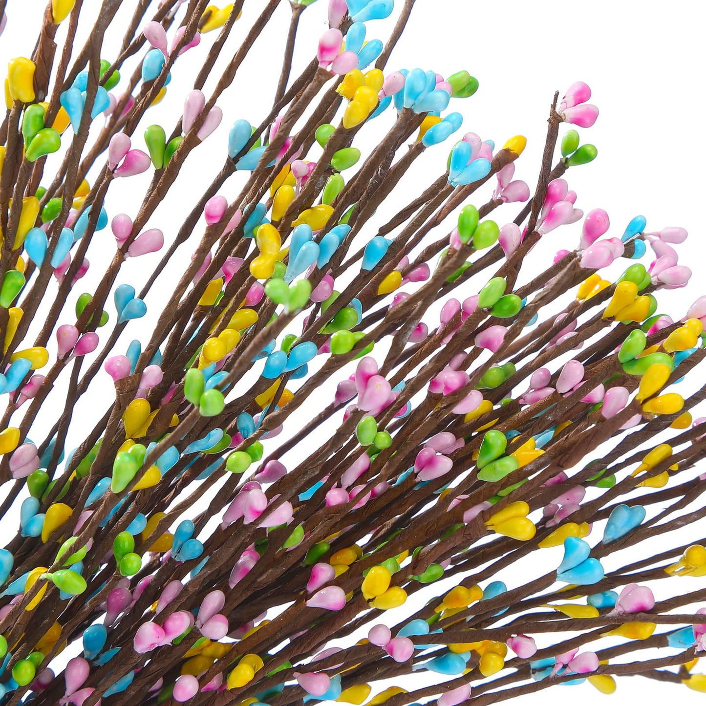 Juinte 10 Packs Easter Berry Garland Artificial Sprays Wire Spring Pip Berry Decorative Garland Picks Floral Pip Picks Stems for Easter Crafts Floral Arrangement Wreath Making