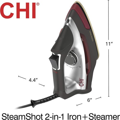 CHI 2-in-1 Steam Iron & Vertical Garment Steamer - Targeted SteamShot, 1200 Watts, Titanium Soleplate
