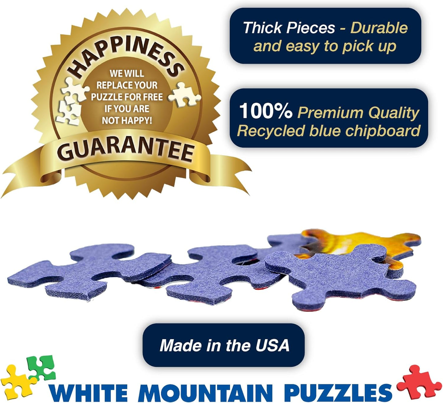 White Mountain 1000 Piece Jigsaw Puzzle - Winter Christmas Holiday Design | Large 24"x30" Pieces