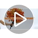 Artificial Fall Mums Topiary Ball Tree with Ground Spike - Orange