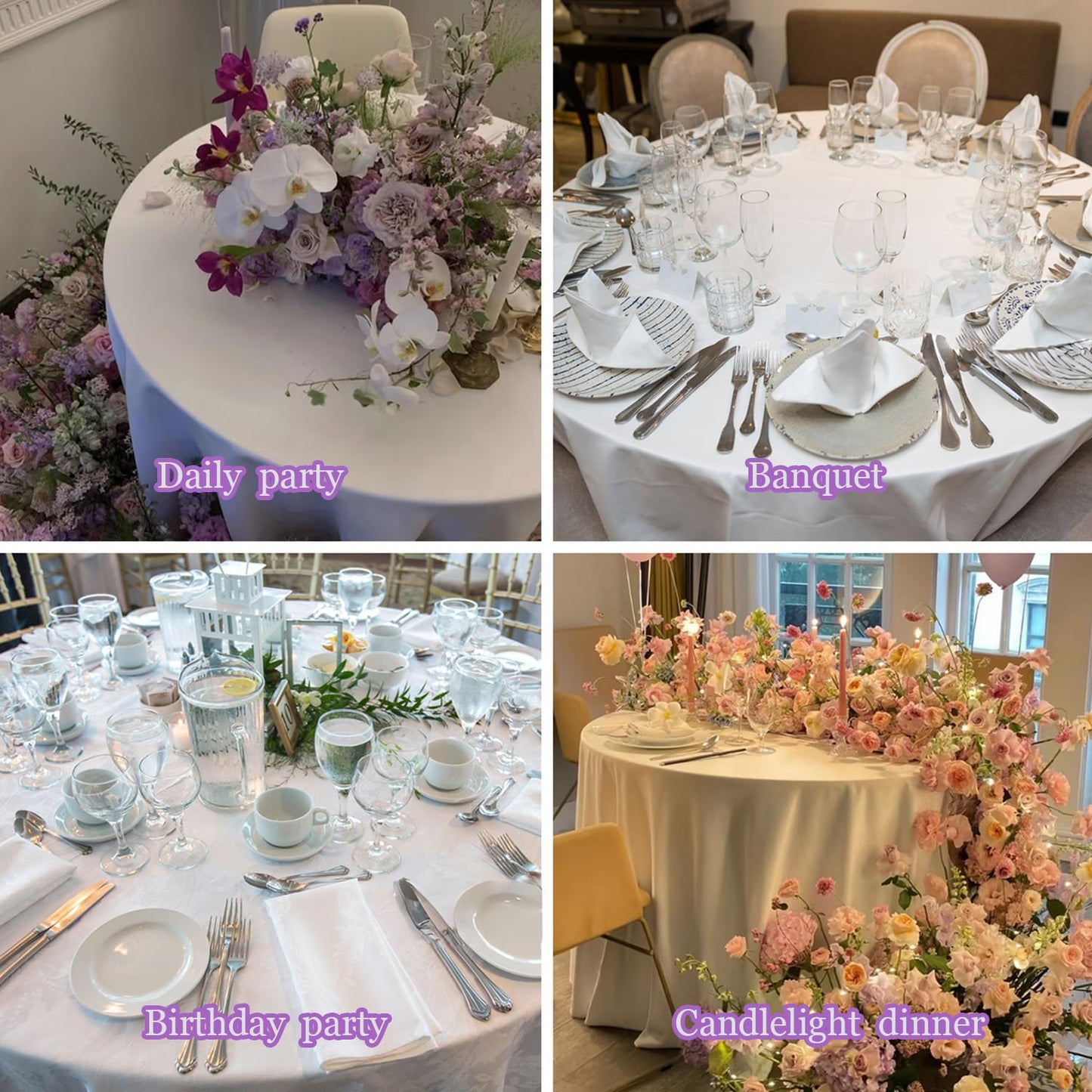 Kesfey 2 Packs White Round Tablecloth 70 Inches White Polyester Table Cloths Circle Stain and Wrinkle Resistant Tablecloths for Round Tables Washable Fabric Table Covers for Wedding Banquet Parties