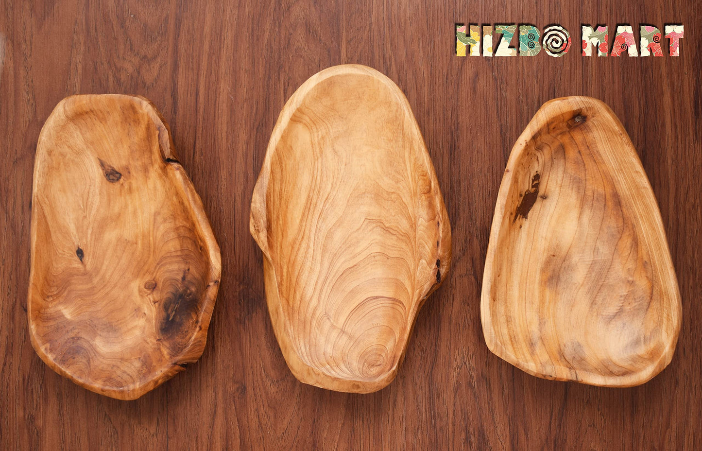 HIZBO MART Root Wood Serving Dish,Vintage Wooden ring dish,Hand Carved Artworks(Art（The length 8.5~10inch)