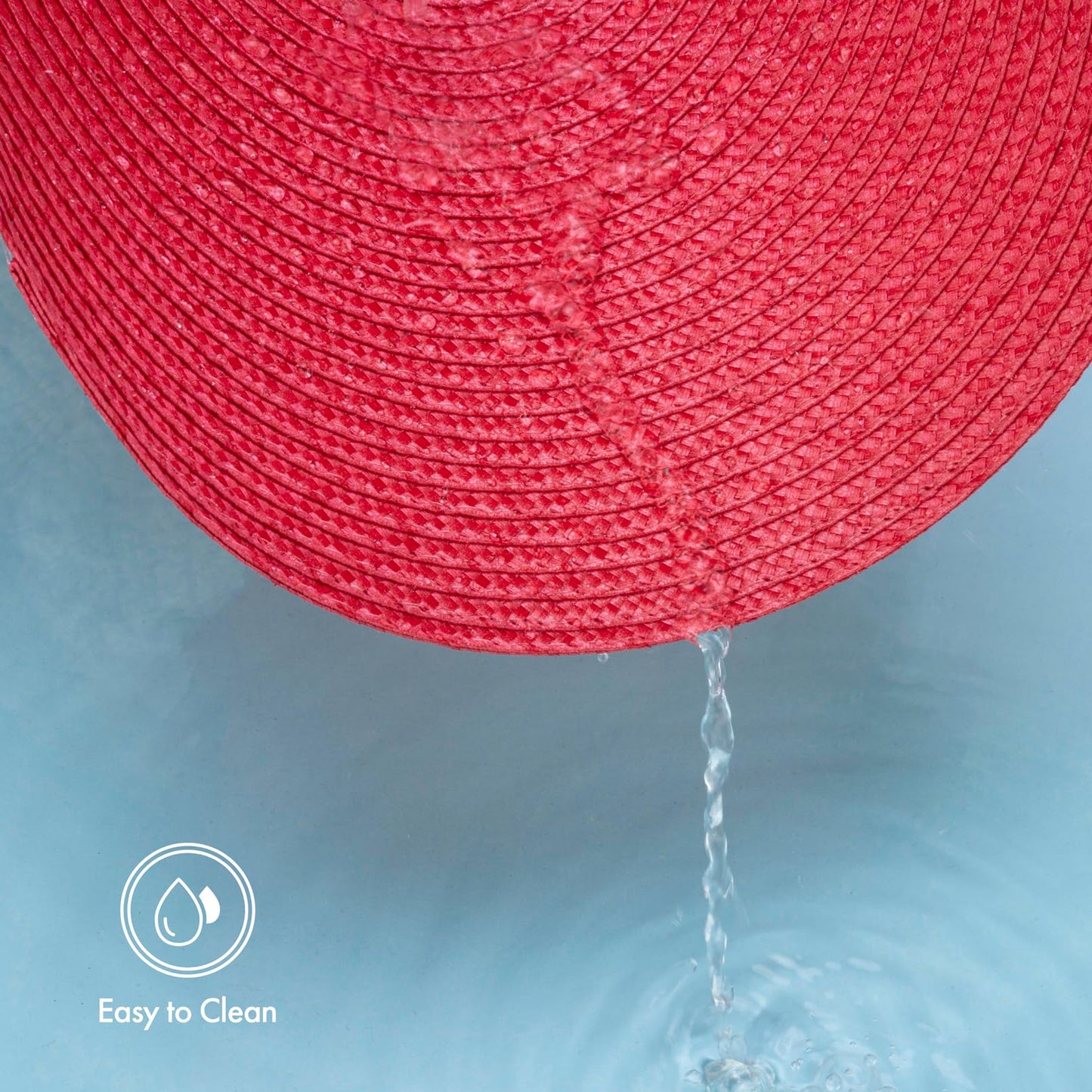 Winknowl Round Braided Placemats Set of 6 Washable Woven Heat Resistant Table Mats for Kitchen Dining Tables 15 inch Round Place Mats (Red,6pcs)