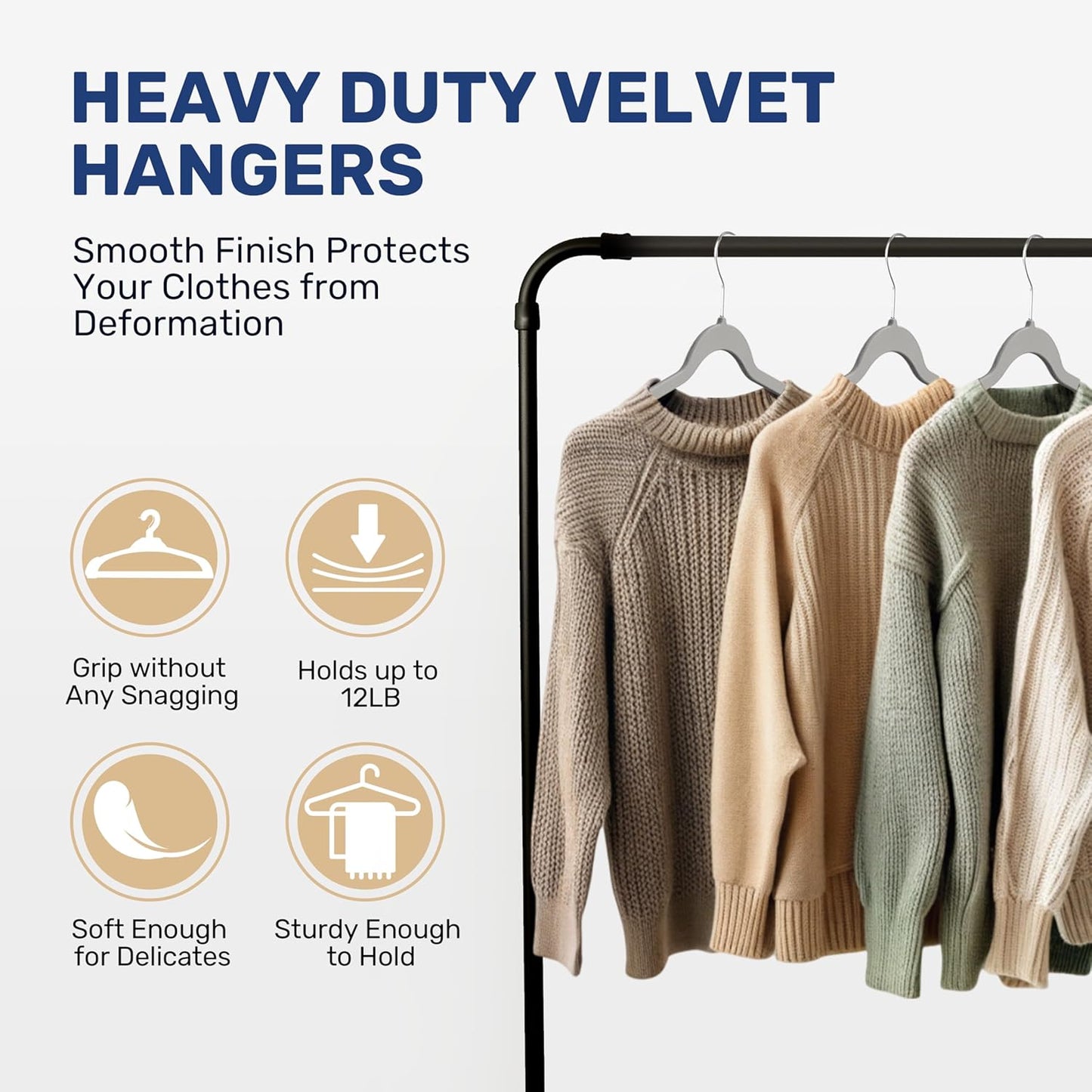 YSSOA Velvet Hangers - Non-Slip, Space-Saving Heavy Duty Suit Hangers with 360° Rotatable Hook - Grey, 30 Packs