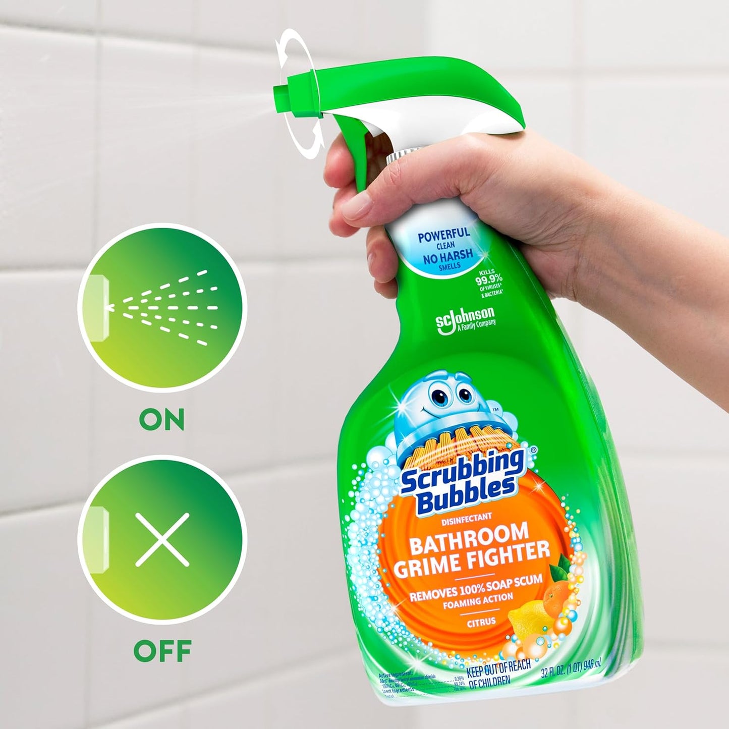 Scrubbing Bubbles Bathroom Cleaner - Powerful Disinfectant Spray with Citrus Scent | 32oz