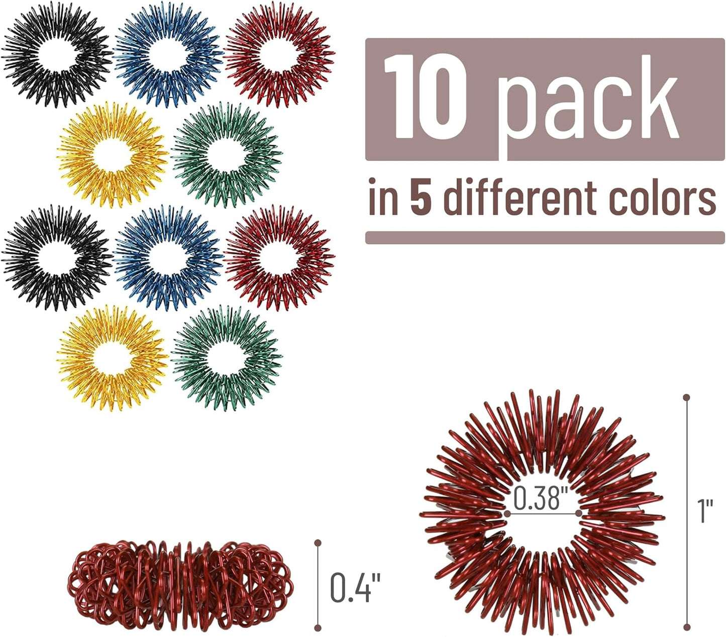 Mr. Pen Spiky Sensory Rings - 10 Pack Jewel Tones | Stress Relief Fidget Toys for Anxiety & ADHD
