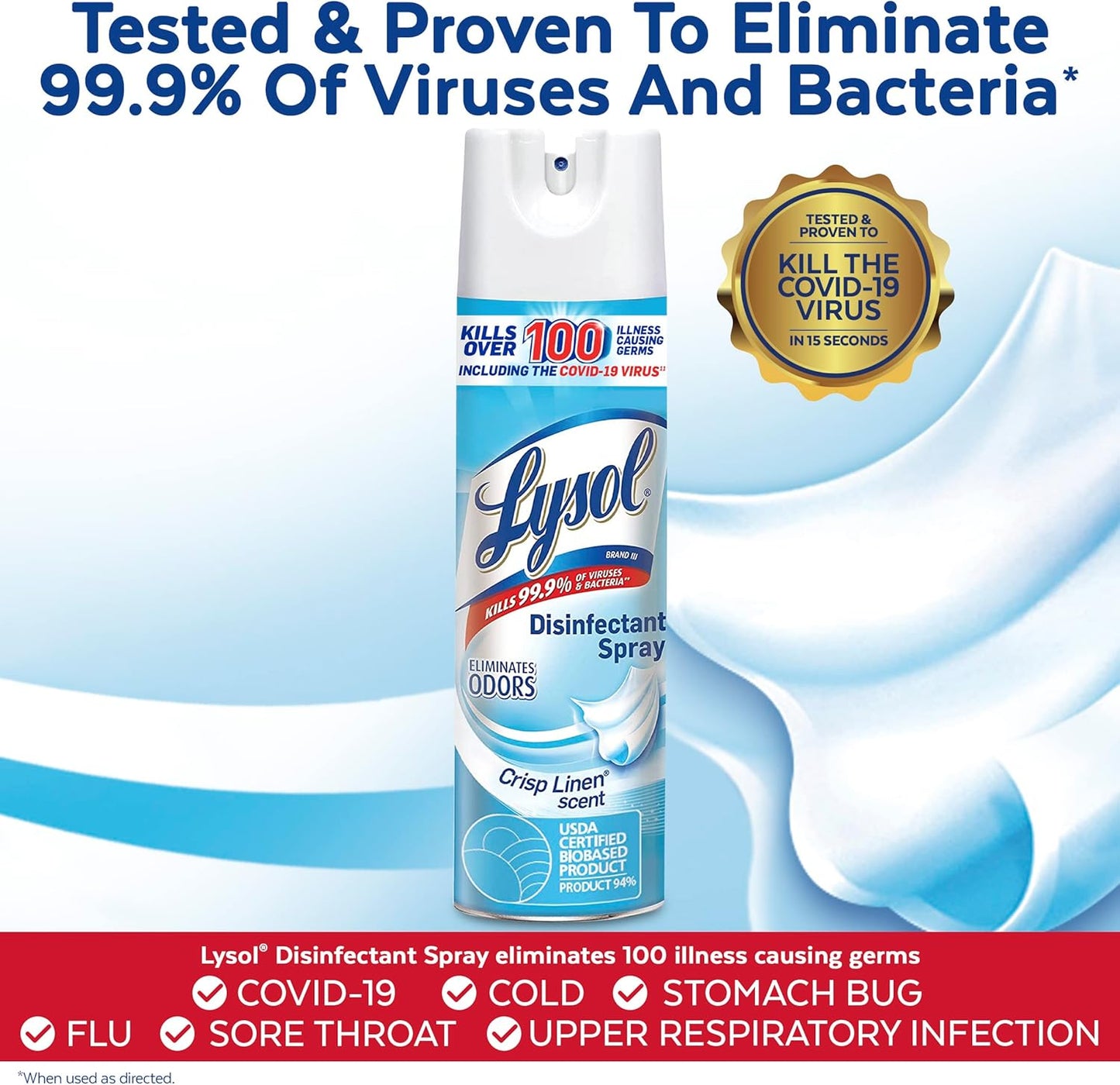 Lysol Disinfectant Spray Bundle - Crisp Linen & Air Sanitizer Spray for Odor Elimination | 19 Fl. Oz & 10 Fl. Oz